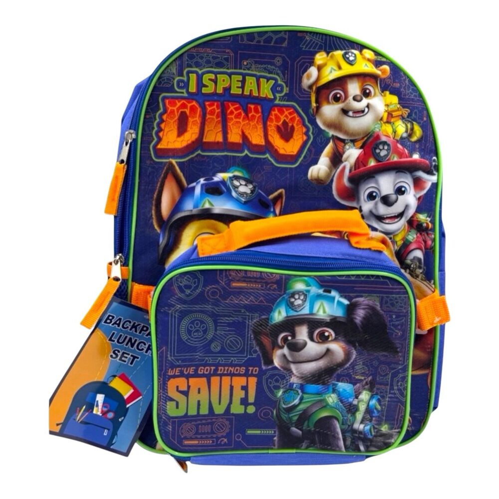 Nickelodeon Paw Patrol I Speak Dino Backpack and Lunch Bag 2pc Set NWT